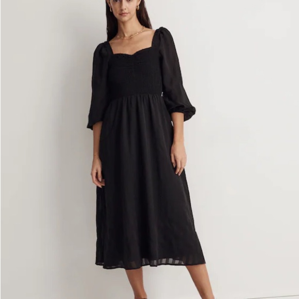 Madewell Lucie Sweetheart Midi Dress – Black – 2X